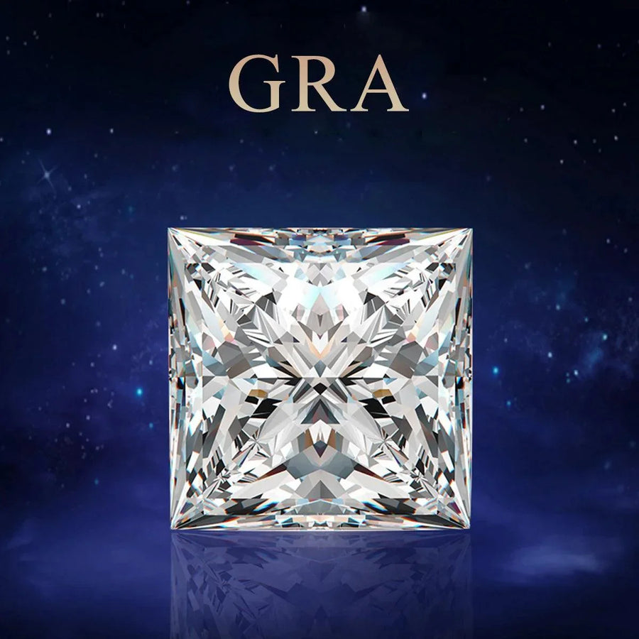 GRA Certified Princess Cut Moissanite Stone | D Color VVS1